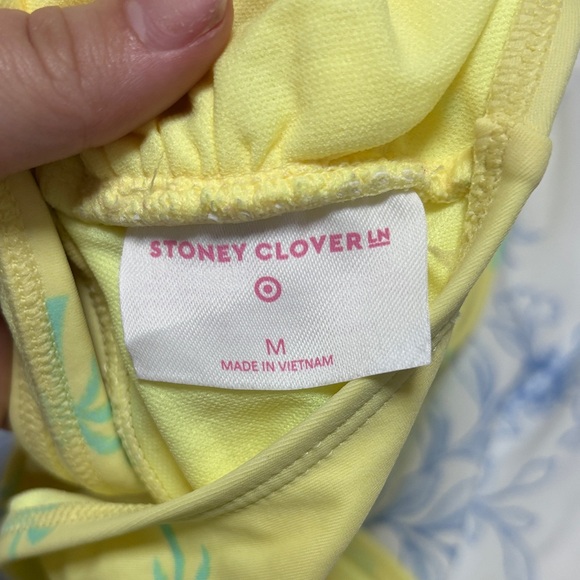 Stoney Clover Lane Yellow Bikini Top with Palm Print - Picture 2 of 2